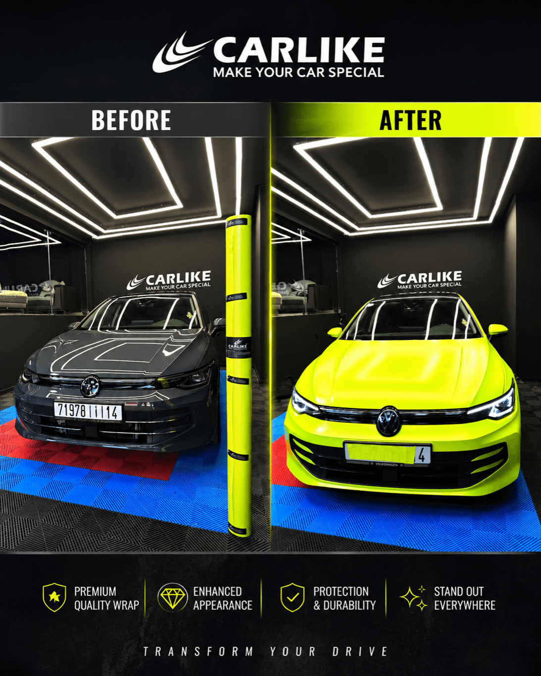 Volkswagen Golf — Covering complet jaune fluo