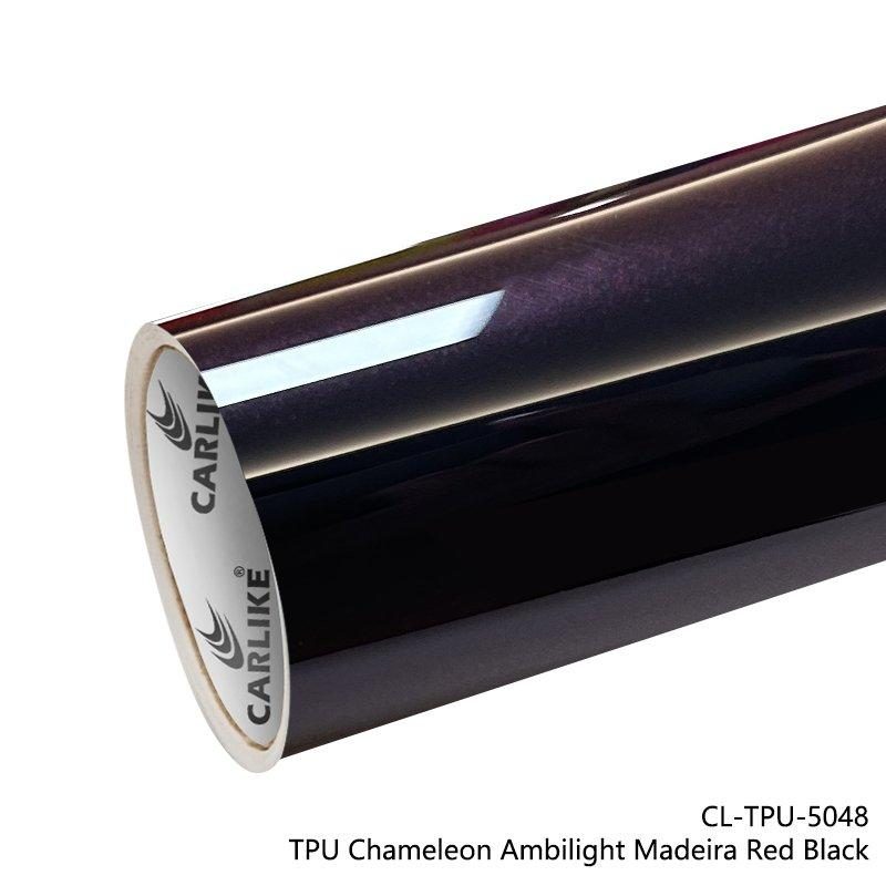 CARLIKE CL-TPU-5048 TPU Caméléon Ambilight Madeira Rouge Noir Paint Protection Film Self Healing — 