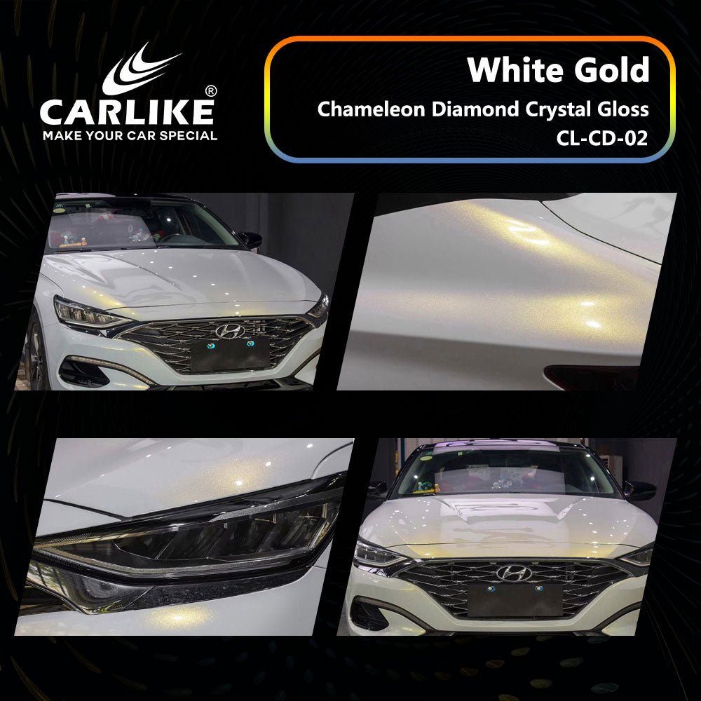CARLIKE CL-CD-02 Caméléon Diamant Cristal Brillant Blanc Or Vinyle — 