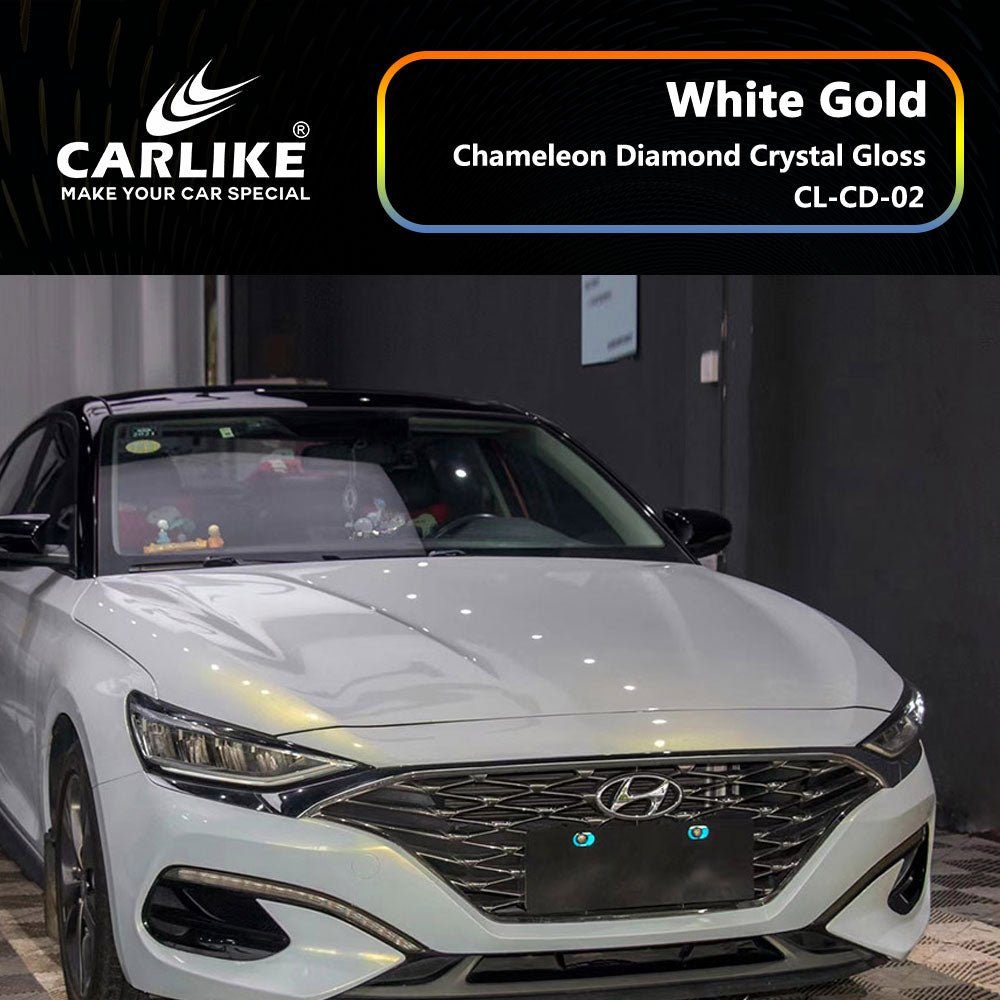 CARLIKE CL-CD-02 Caméléon Diamant Cristal Brillant Blanc Or Vinyle — 
