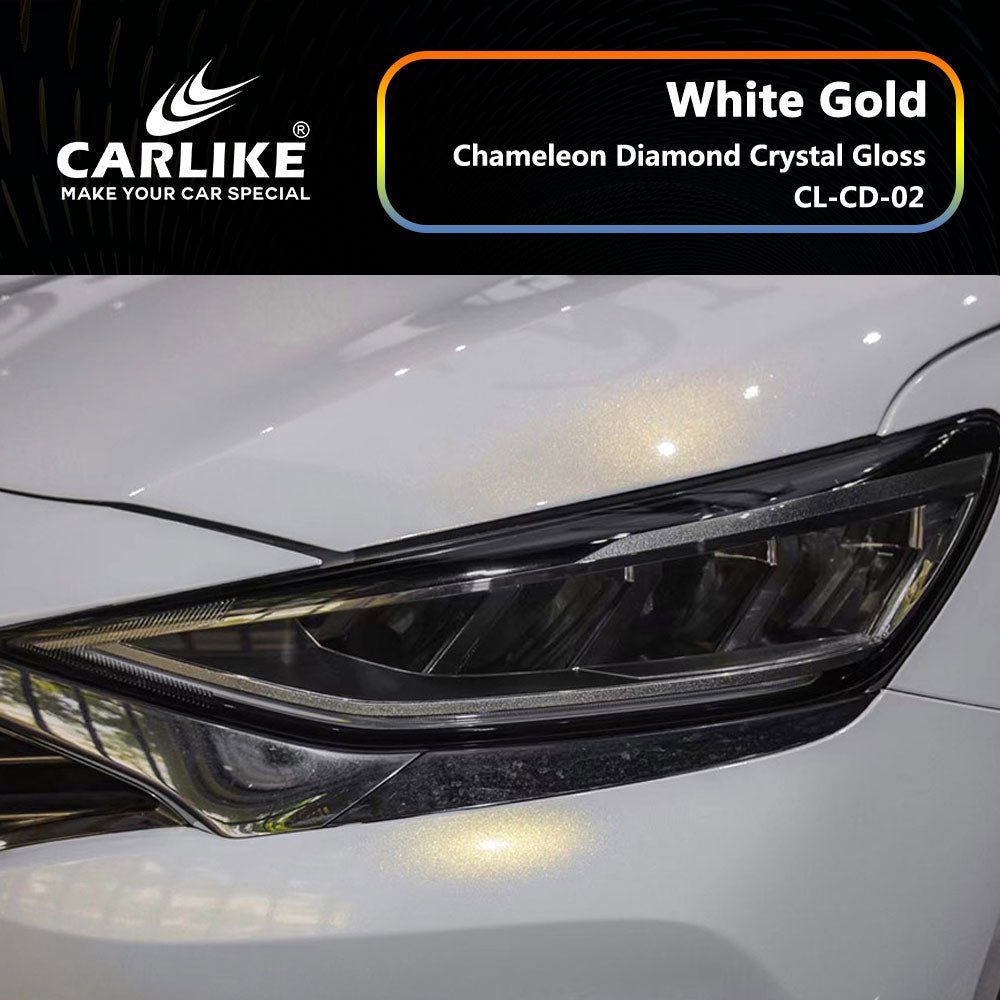 CARLIKE CL-CD-02 Caméléon Diamant Cristal Brillant Blanc Or Vinyle — 