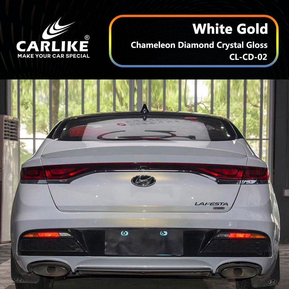 CARLIKE CL-CD-02P Caméléon Diamant Cristal Brillant Blanc Or Vinyle PET Liner — 