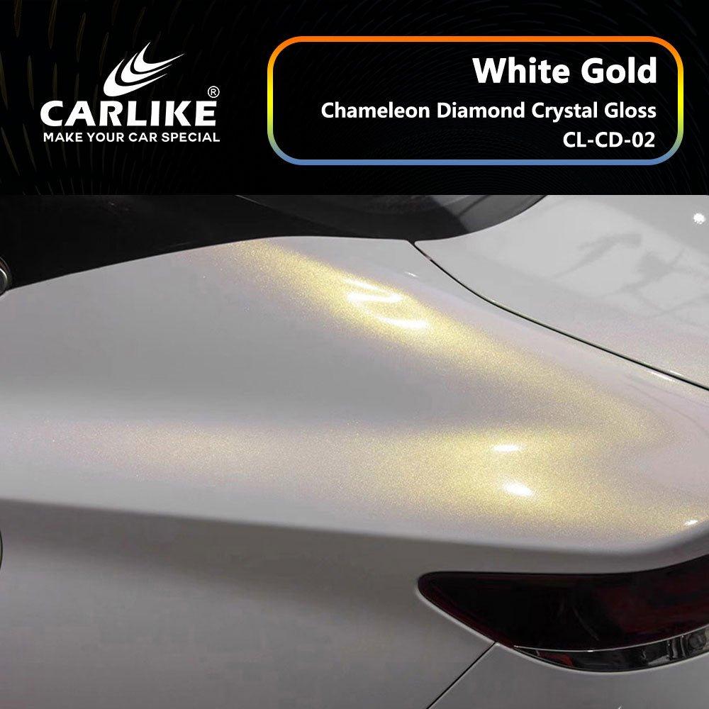 CARLIKE CL-CD-02P Caméléon Diamant Cristal Brillant Blanc Or Vinyle PET Liner — 