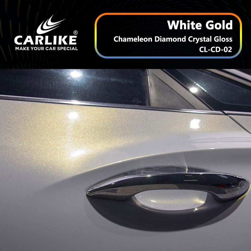 CARLIKE CL-CD-02P Caméléon Diamant Cristal Brillant Blanc Or Vinyle PET Liner — 