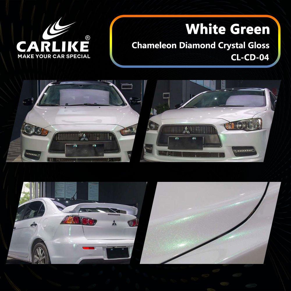 CARLIKE CL-CD-04 Caméléon Diamant Cristal Brillant Blanc Vert Vinyle — 