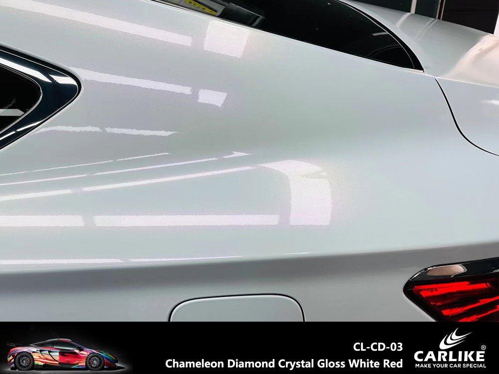 CARLIKE CL-CD-03 Chameleon Diamond Crystal Gloss White Red Vinyl — 