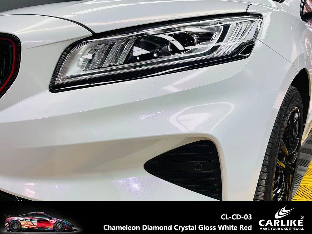 CARLIKE CL-CD-03 Chameleon Diamond Crystal Gloss White Red Vinyl — 