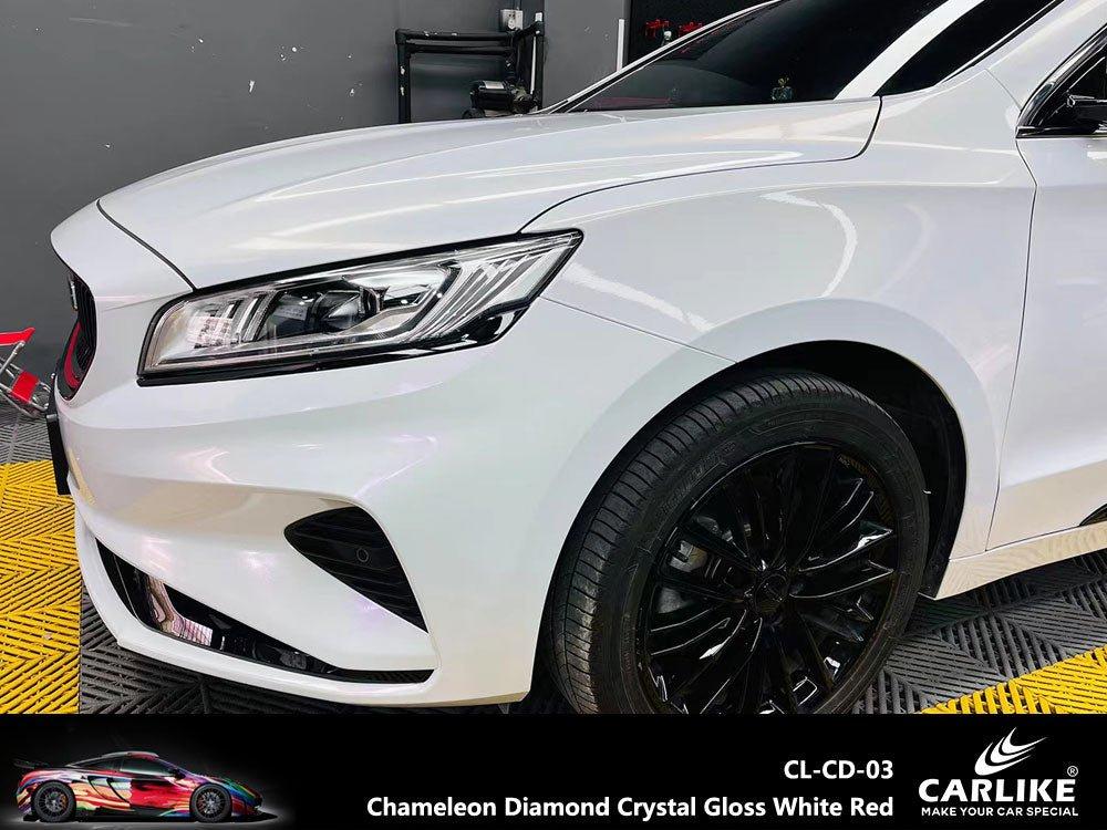 CARLIKE CL-CD-03 Chameleon Diamond Crystal Gloss White Red Vinyl — 
