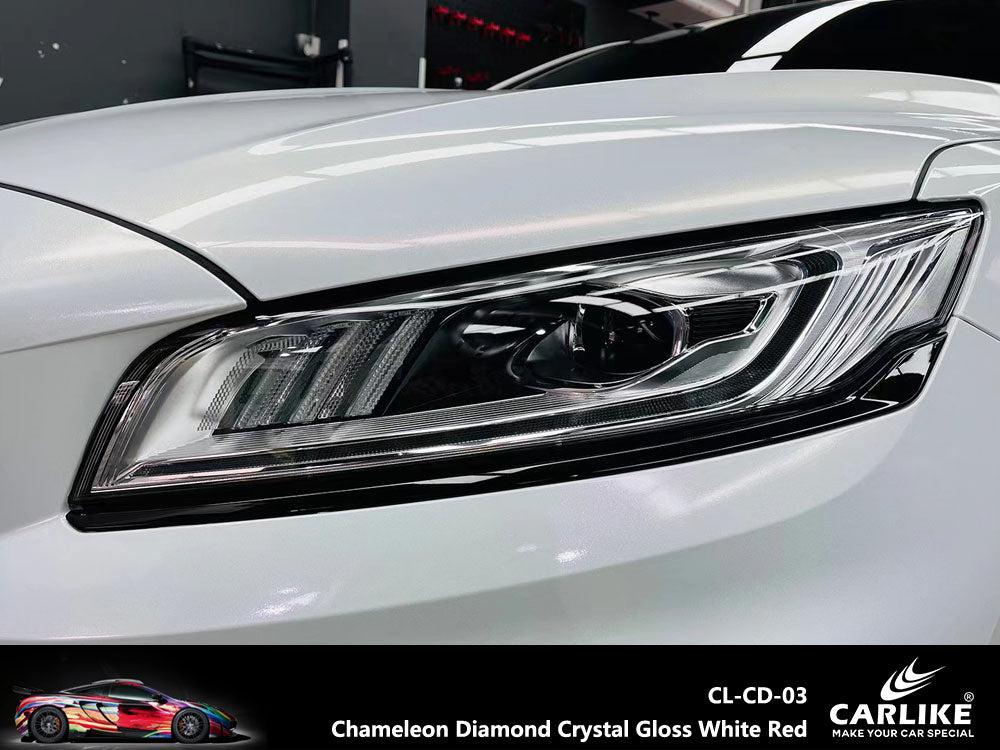 CARLIKE CL-CD-03 Chameleon Diamond Crystal Gloss White Red Vinyl — 