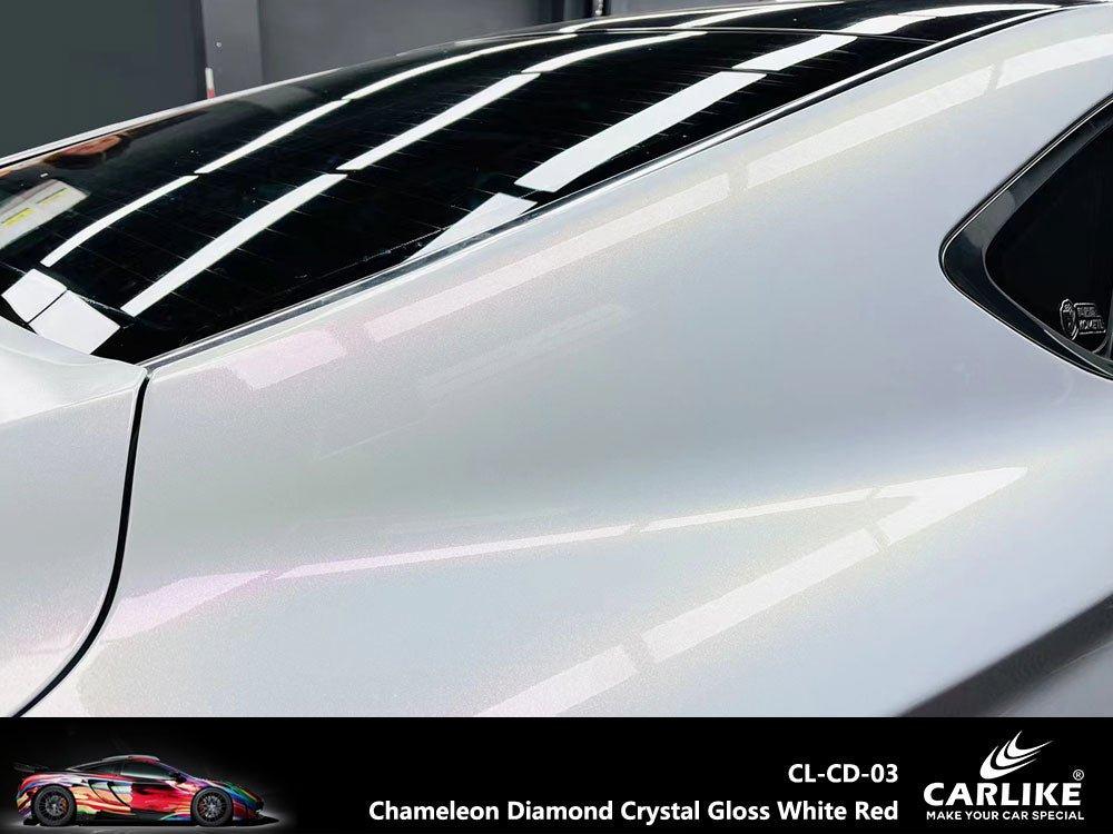 CARLIKE CL-CD-03 Chameleon Diamond Crystal Gloss White Red Vinyl — 