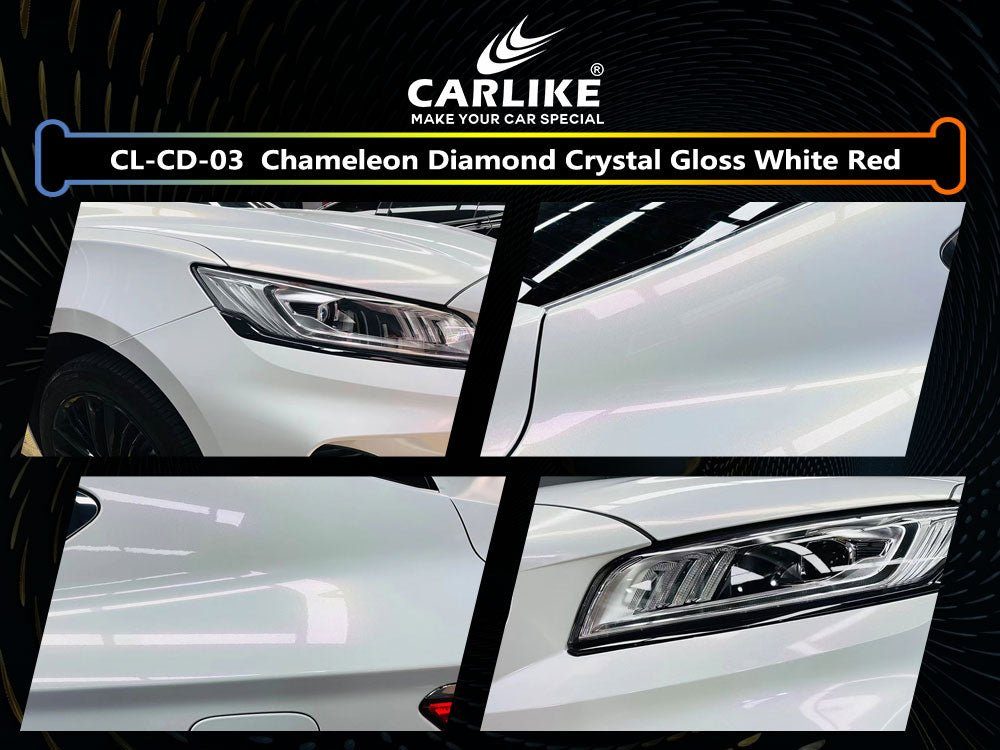 CARLIKE CL-CD-03P Caméléon Diamant Cristal Brillant Blanc Rouge Vinyle PET Liner — 
