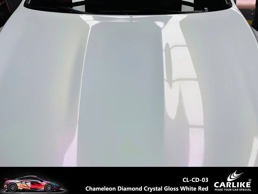 CARLIKE CL-CD-03P Caméléon Diamant Cristal Brillant Blanc Rouge Vinyle PET Liner — 