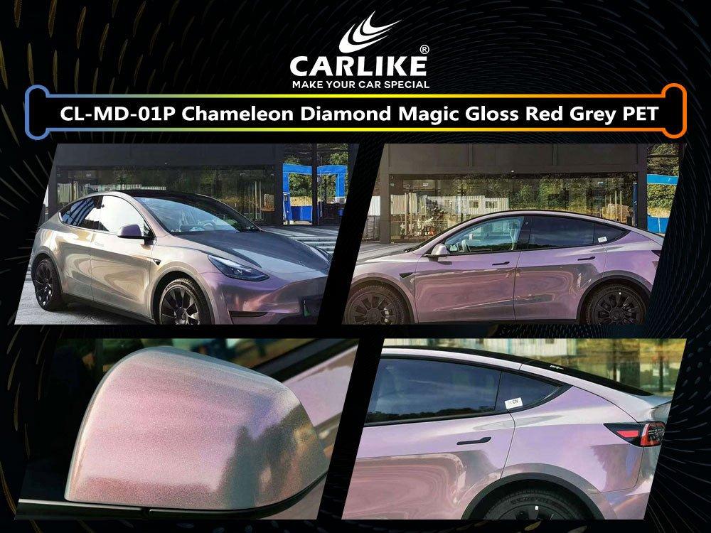 CARLIKE CL-MD-01 Caméléon Diamant Magique Brillant Rouge Gris Vinyle — 