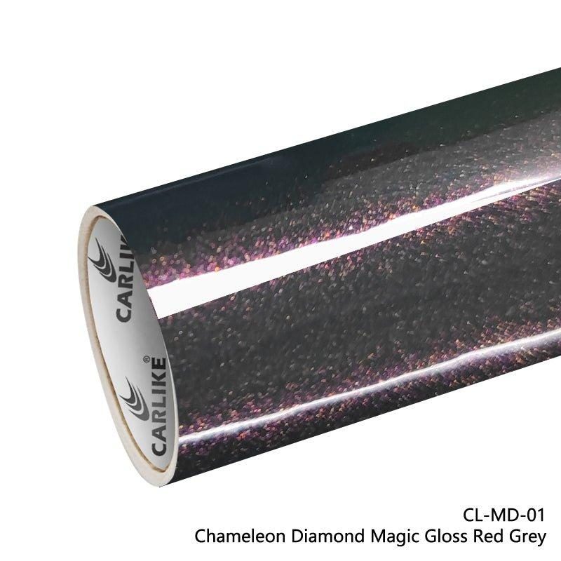 CARLIKE CL-MD-01 Caméléon Diamant Magique Brillant Rouge Gris Vinyle — 