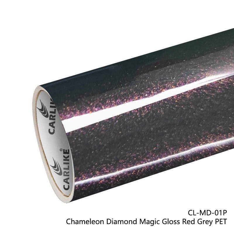 CARLIKE CL-MD-01P Caméléon Diamant Magique Brillant Rouge Gris Vinyle PET Liner — 