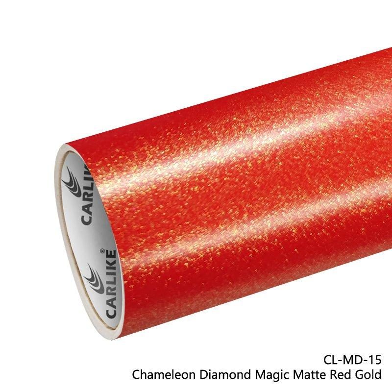 CARLIKE CL-MD-15 Caméléon Diamant Magique Mat Rouge Or Vinyle — 
