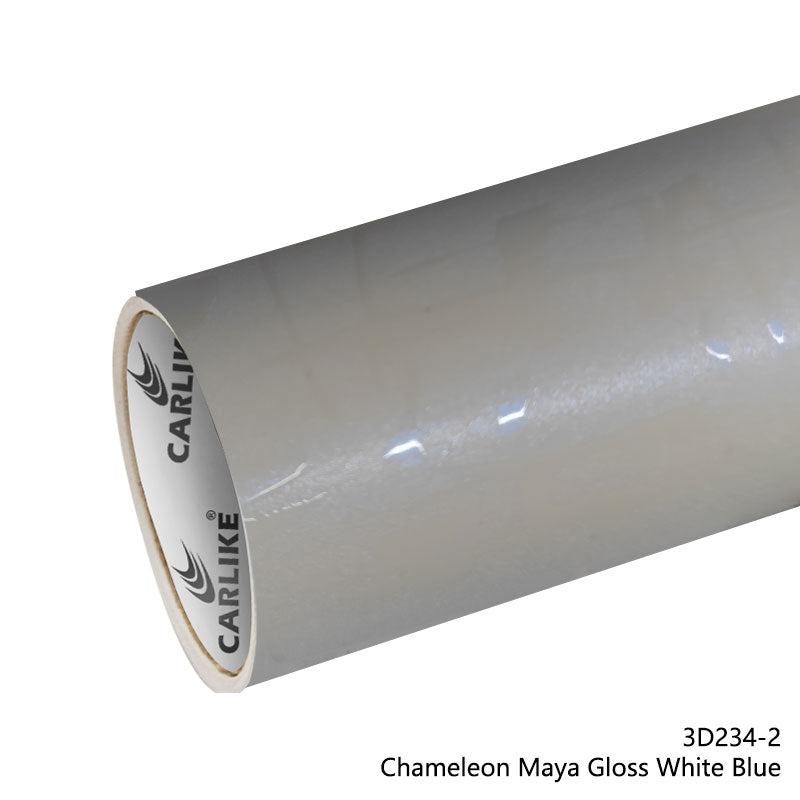 CARLIKE CL-3D234-2 Caméléon Maya Brillant Blanc Bleu Vinyle — 
