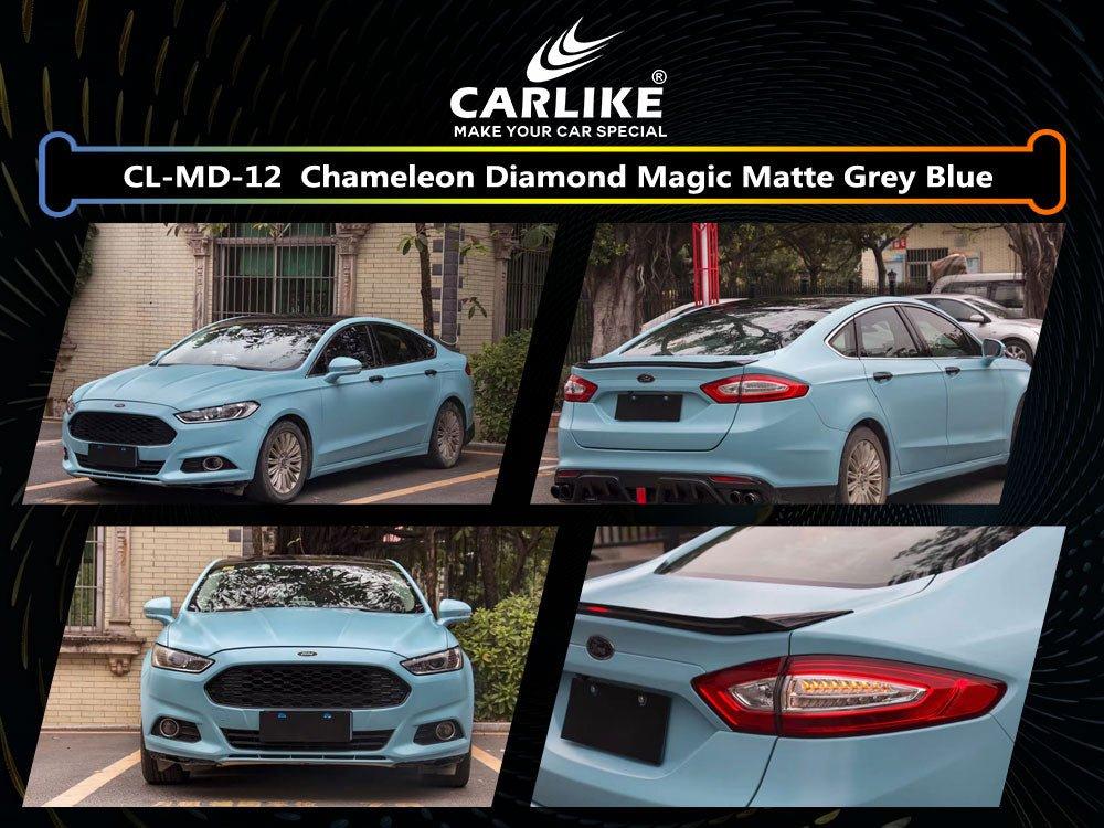 CARLIKE CL-MD-12 Caméléon Diamant Magique Mat Gris Bleu Vinyle — 