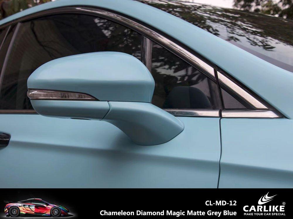 CARLIKE CL-MD-12 Caméléon Diamant Magique Mat Gris Bleu Vinyle — 