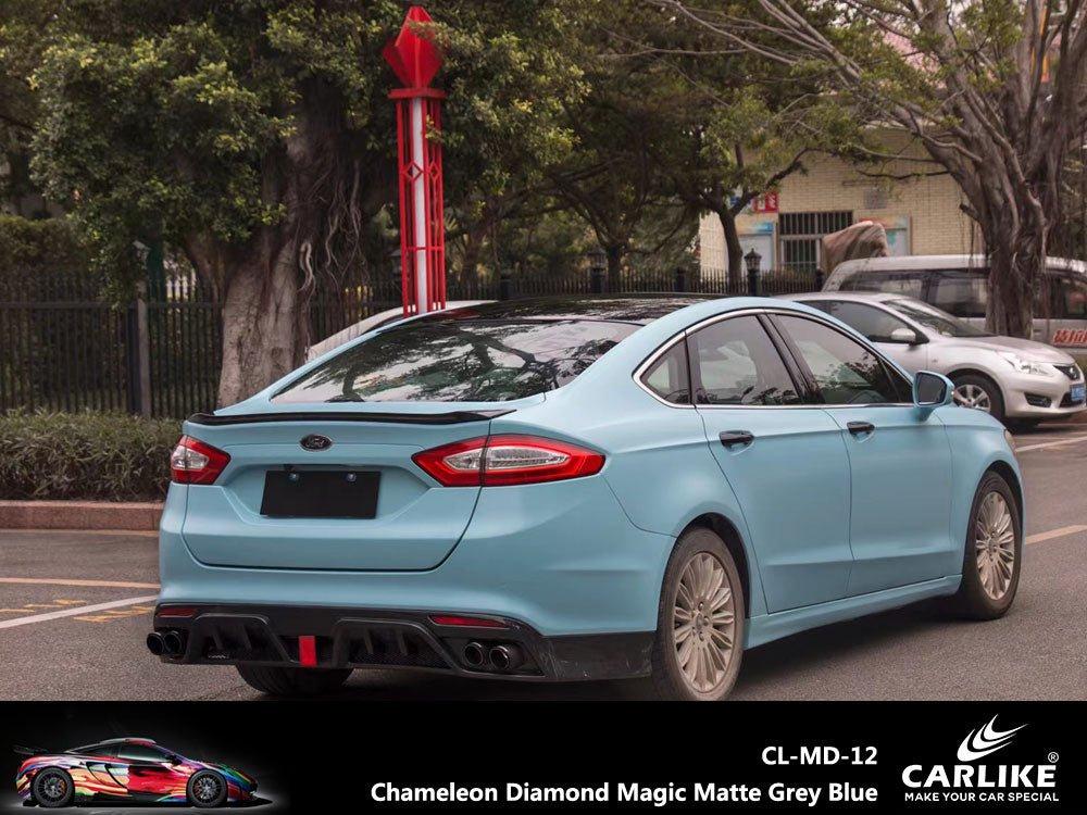 CARLIKE CL-MD-12 Caméléon Diamant Magique Mat Gris Bleu Vinyle — 