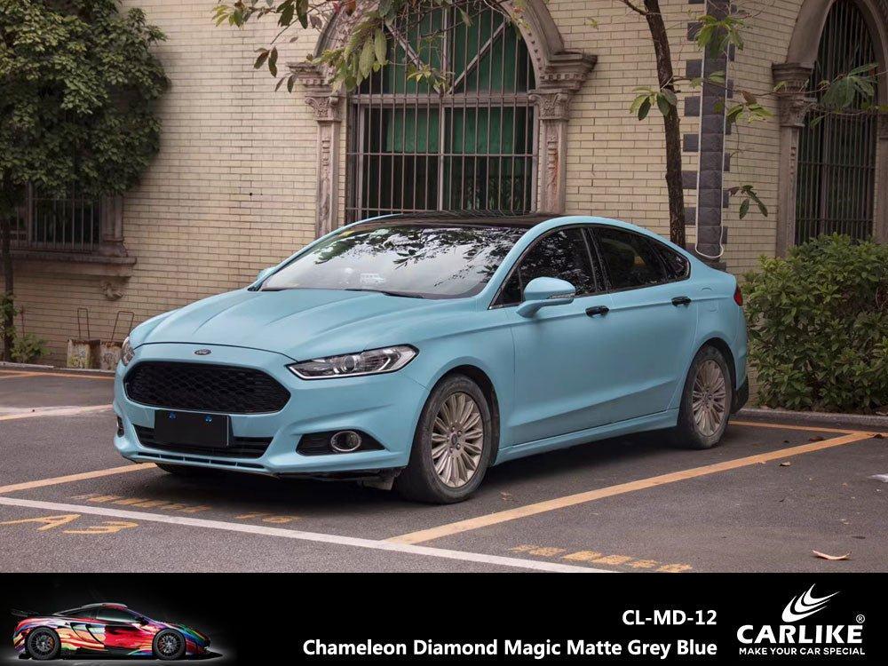 CARLIKE CL-MD-12 Caméléon Diamant Magique Mat Gris Bleu Vinyle — 