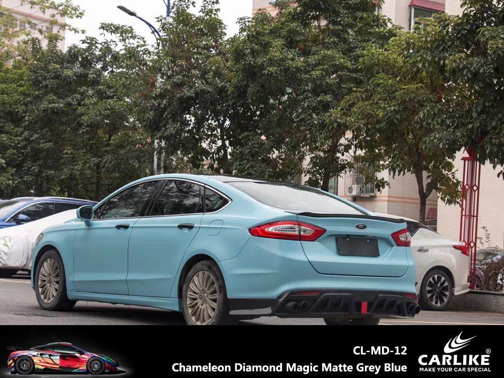 CARLIKE CL-MD-12 Caméléon Diamant Magique Mat Gris Bleu Vinyle — 