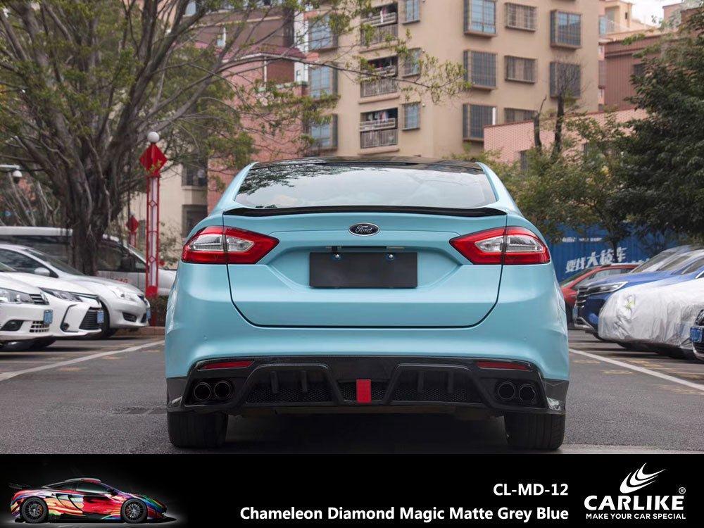 CARLIKE CL-MD-12 Caméléon Diamant Magique Mat Gris Bleu Vinyle — 