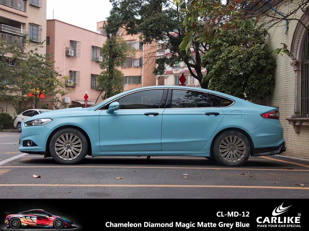 CARLIKE CL-MD-12 Caméléon Diamant Magique Mat Gris Bleu Vinyle — 