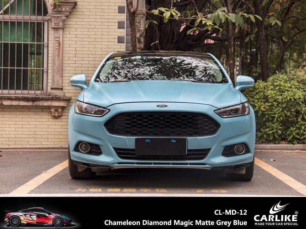 CARLIKE CL-MD-12 Caméléon Diamant Magique Mat Gris Bleu Vinyle — 