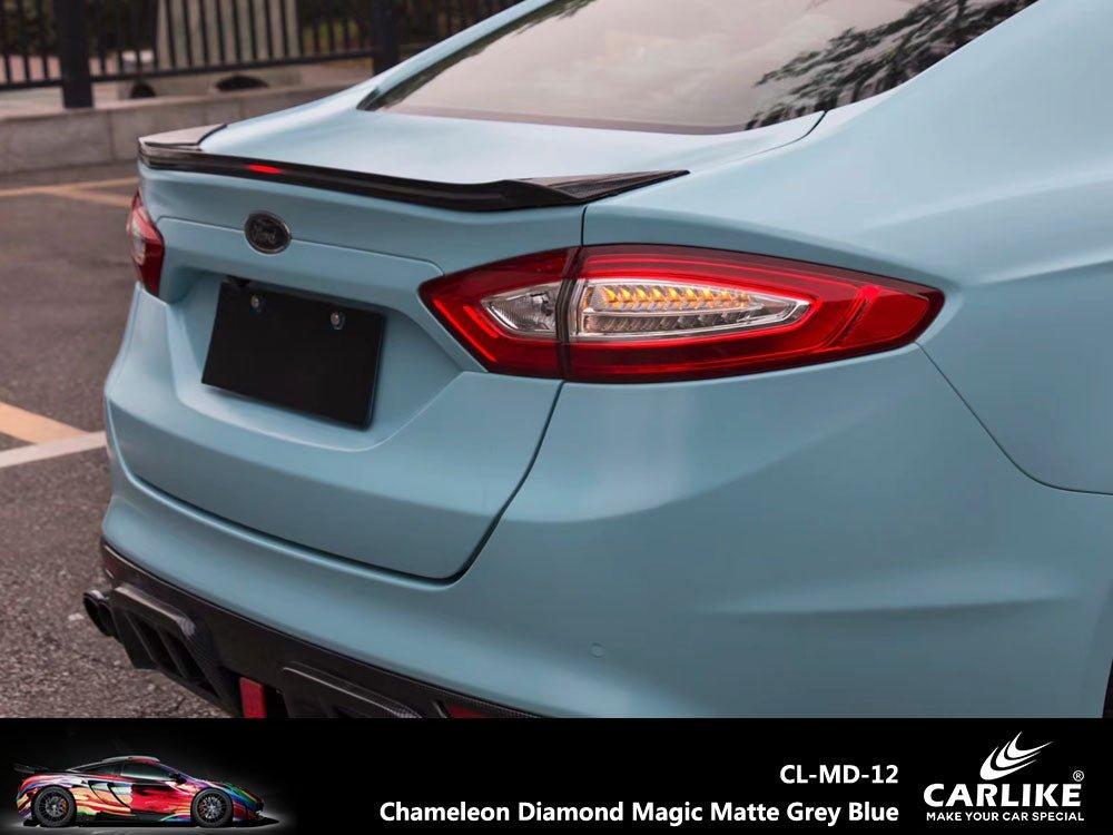 CARLIKE CL-MD-12 Caméléon Diamant Magique Mat Gris Bleu Vinyle — 