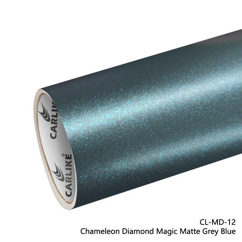 CARLIKE CL-MD-12 Caméléon Diamant Magique Mat Gris Bleu Vinyle — 