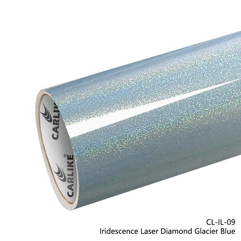 CARLIKE CL-IL-09 Irisé Laser Diamant Glacier Bleu Vinyle — 