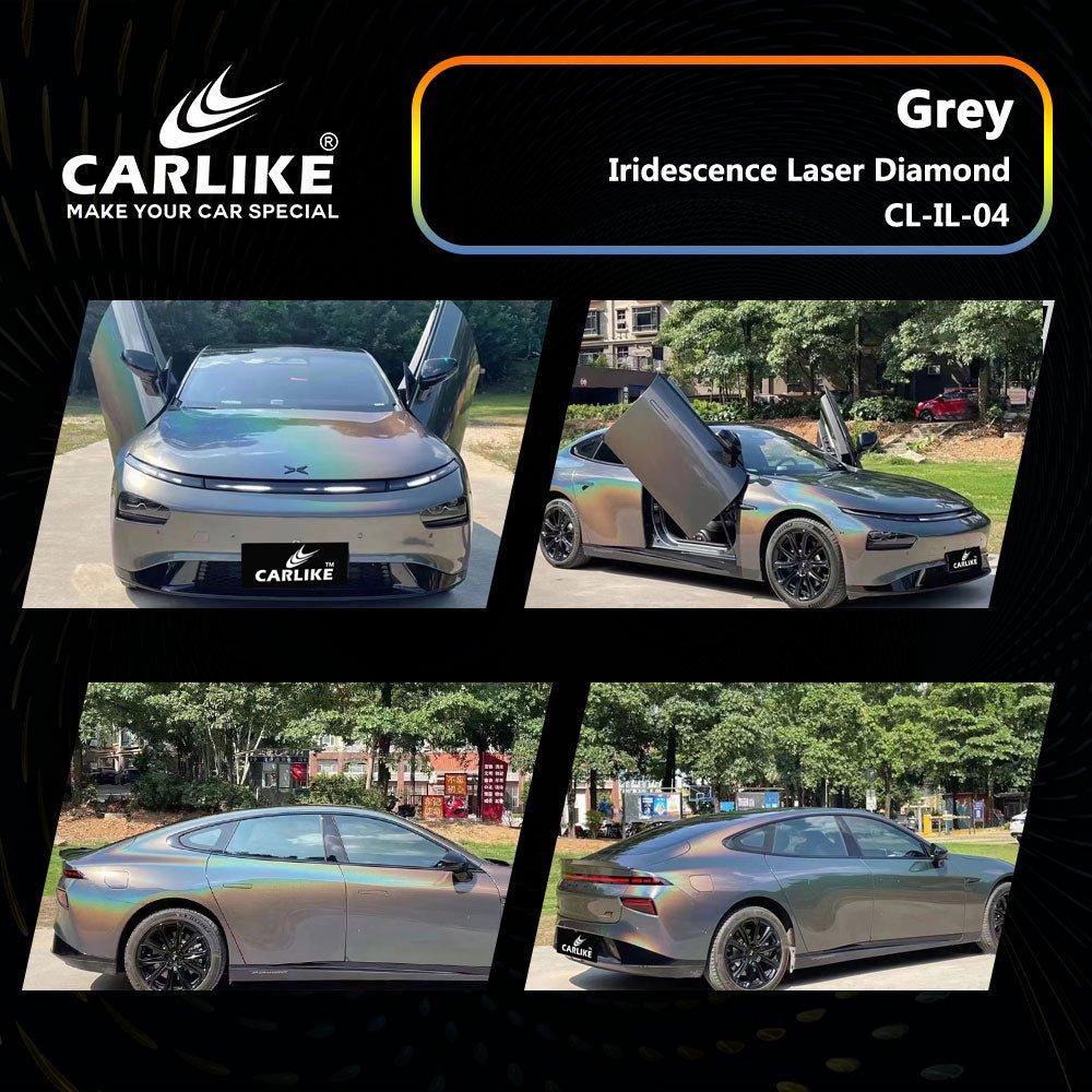 CARLIKE CL-IL-04 Irisé Laser Diamant Gris Vinyle — 