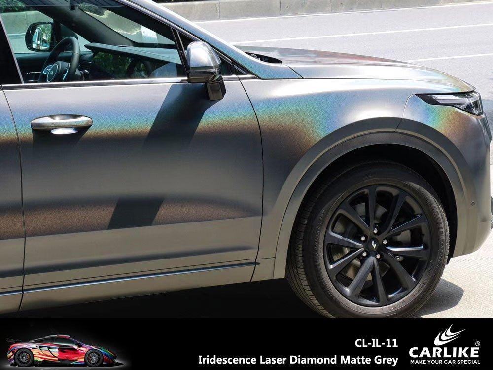 CARLIKE CL-IL-11 Irisé Laser Diamant Mat Gris Vinyle — 