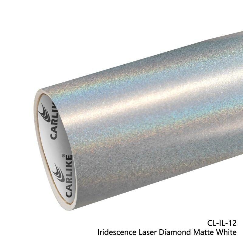 CARLIKE CL-IL-12 Irisé Laser Diamant Mat Blanc Vinyle — 
