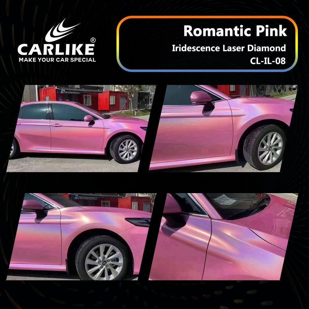 CARLIKE CL-IL-08 Irisé Laser Diamant Romantique Rose Vinyle — 