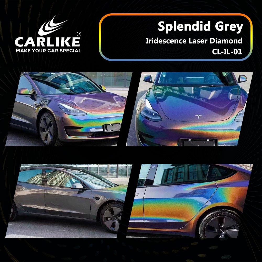 CARLIKE CL-IL-01 Iridescence Laser Diamond Splendid Grey Vinyl — 