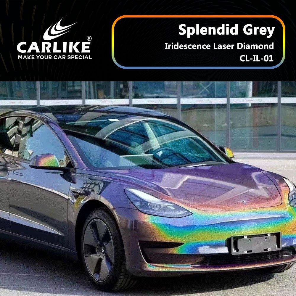 CARLIKE CL-IL-01 Iridescence Laser Diamond Splendid Grey Vinyl — 