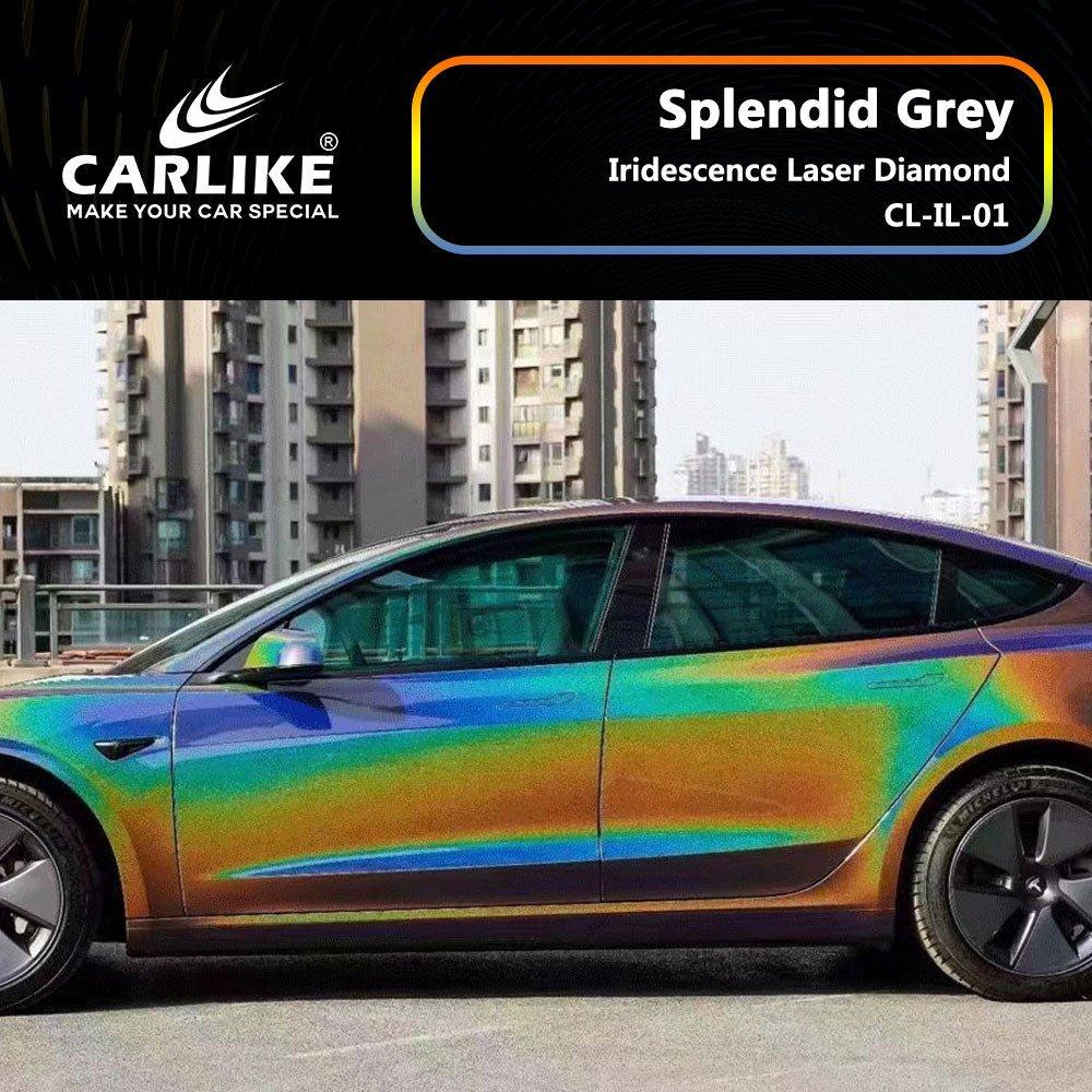 CARLIKE CL-IL-01 Iridescence Laser Diamond Splendid Grey Vinyl — 