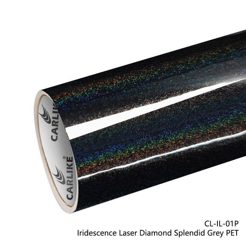CARLIKE CL-IL-01P Irisé Laser Diamant Splendid Gris Vinyle PET Liner — 