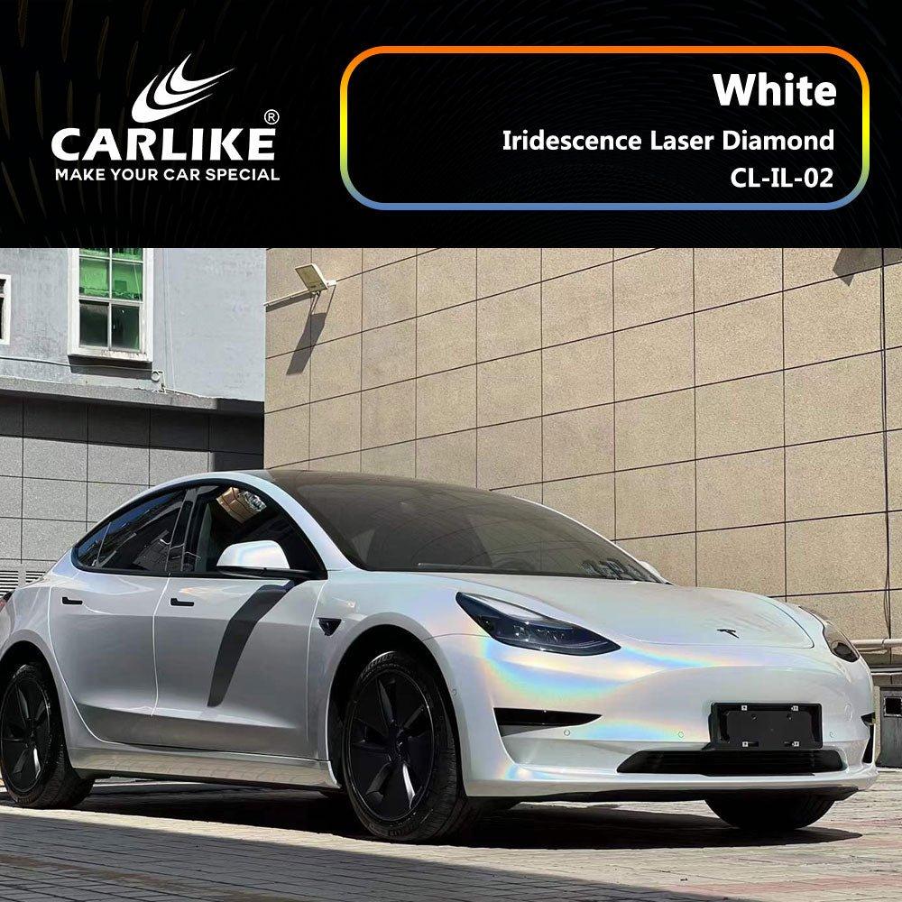 CARLIKE CL-IL-02 Irisé Laser Diamant Blanc Vinyle — 