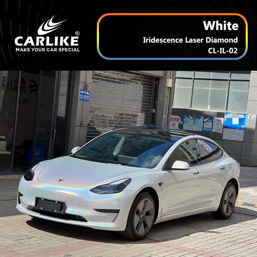 CARLIKE CL-IL-02 Irisé Laser Diamant Blanc Vinyle — 