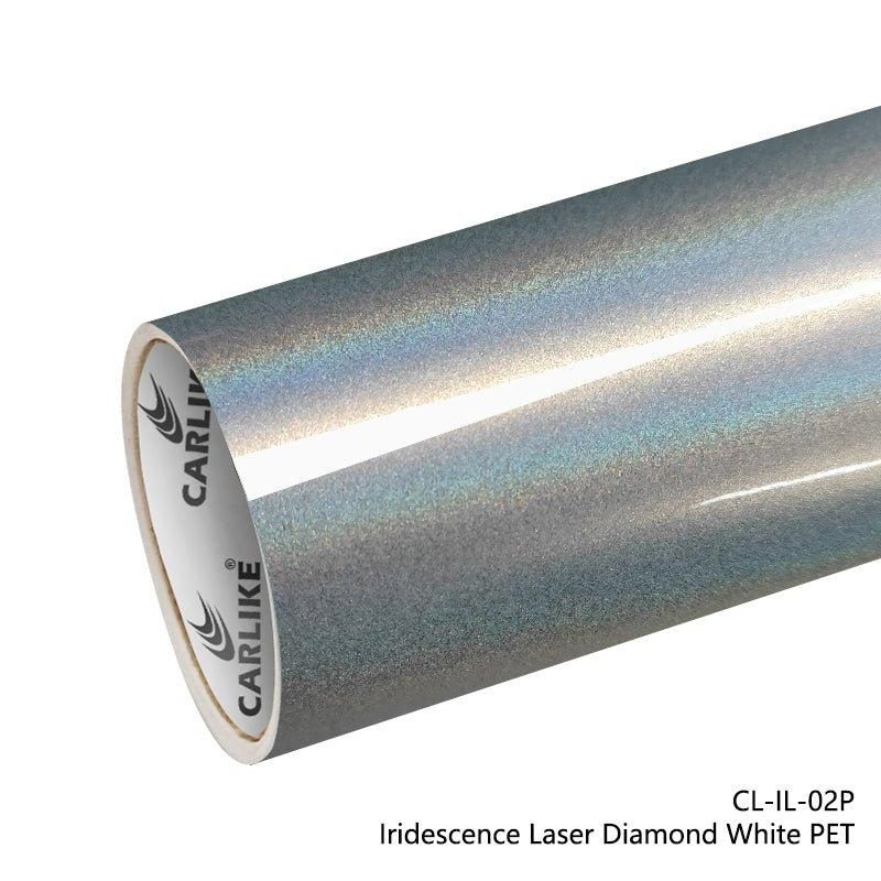 CARLIKE CL-IL-02P Iridescence Laser Diamond White Vinyl PET Liner — 
