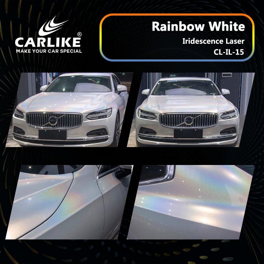 CARLIKE CL-IL-15 Irisé Laser Arc-en-ciel Blanc Vinyle — 