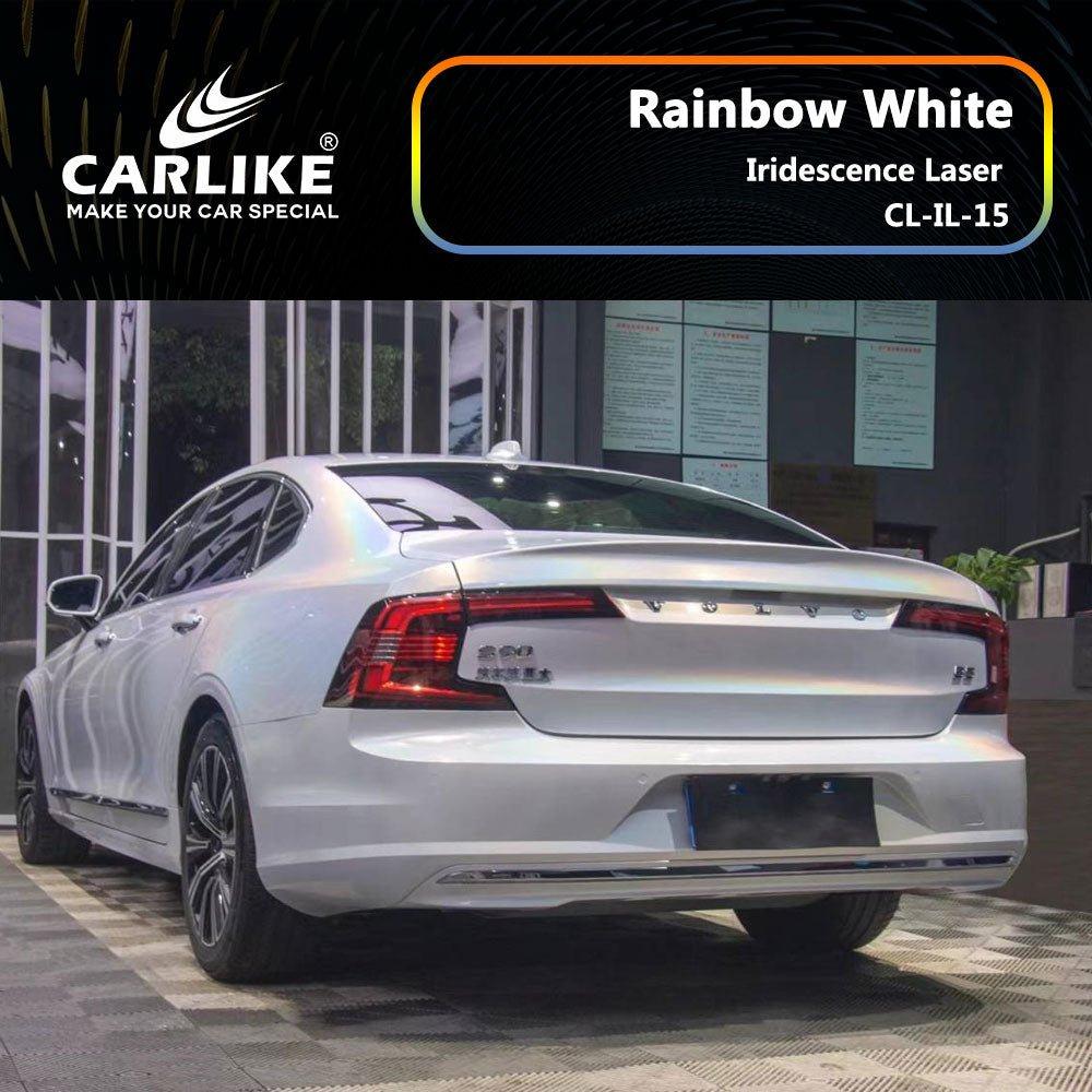 CARLIKE CL-IL-15 Irisé Laser Arc-en-ciel Blanc Vinyle — 