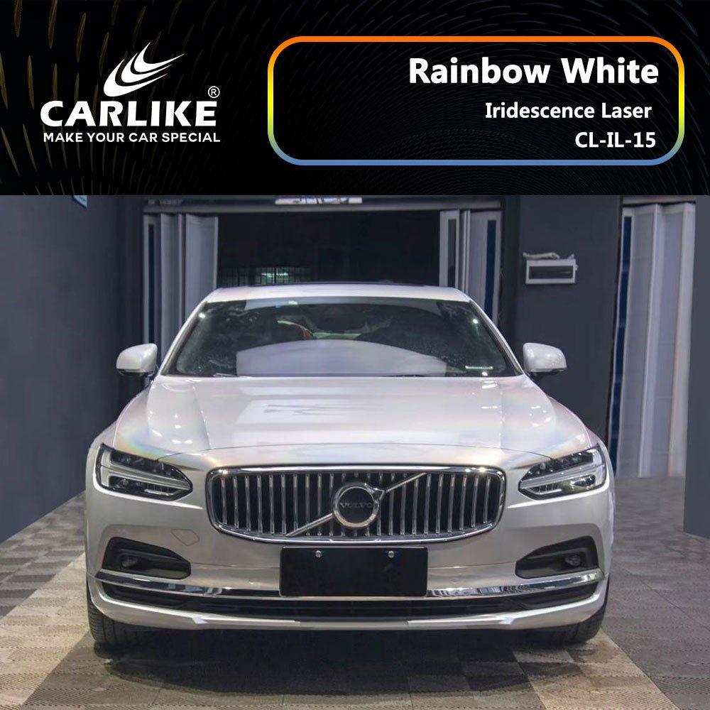 CARLIKE CL-IL-15 Irisé Laser Arc-en-ciel Blanc Vinyle — 