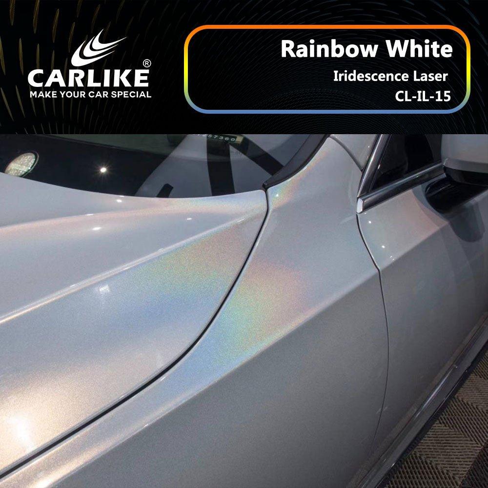CARLIKE CL-IL-15 Irisé Laser Arc-en-ciel Blanc Vinyle — 