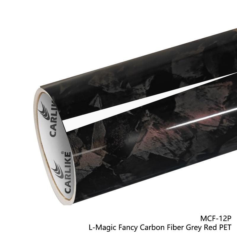 CARLIKE CL-MCF-12P Large Texture L-Magique Fancy Fibre de carbone Gris Rouge Vinyle PET Liner — 