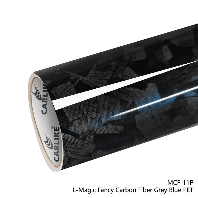 CARLIKE CL-MCF-11P Large Texture L-Magique Fancy Fibre de carbone Gris Bleu Vinyle PET Liner — 