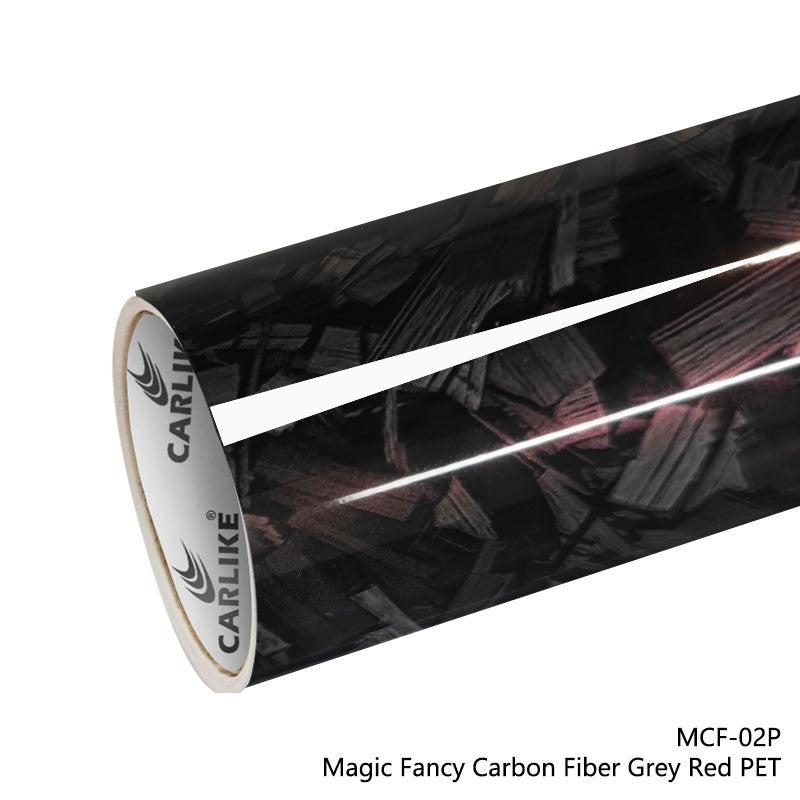 CARLIKE CL-MCF-02P Magique Fancy Fibre de carbone Gris Rouge Vinyle PET Liner — 